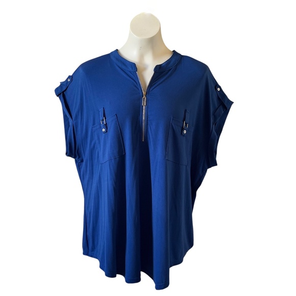 Roommates Women's Plus Size 3X Royal Blue Zipper Bodice Top - Picture 1 of 13